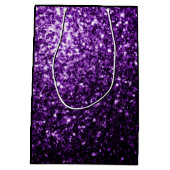 Dunkle Lila Imitate glänzen Glitzer Glitzern Monog Mittlere Geschenktüte (Rückseite)