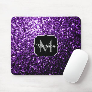 Dunkle Lila Imitate glänzen Glitzer Glitzern Monog Mousepad