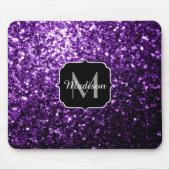 Dunkle Lila Imitate glänzen Glitzer Glitzern Monog Mousepad (Vorne)