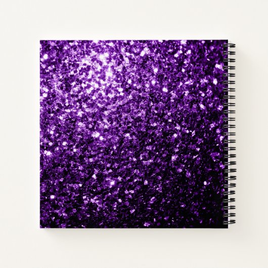 Dunkle Lila Imitate glänzen Glitzer Glitzern Monog Notizblock (Rückseite)
