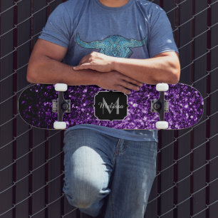 Dunkle Lila Imitate glänzen Glitzer Glitzern Monog Skateboard
