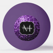 Dunkle Lila Imitate glänzen Glitzer Glitzern Monog Tischtennisball (Vorderseite)
