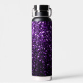 Dunkle lila Imitate glänzen Glitzer Glitzern Monog Trinkflasche (Rückseite)