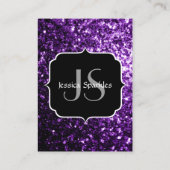 Dunkle Lila Imitate glänzen Glitzer Glitzern Monog Visitenkarte (Rückseite)