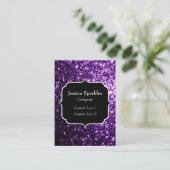 Dunkle Lila Imitate glänzen Glitzer Glitzern Monog Visitenkarte (Stehend Vorderseite)