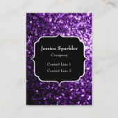 Dunkle Lila Imitate glänzen Glitzer Glitzern Monog Visitenkarte (Vorderseite)