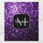 Dunkle Lila Imitate glänzen Glitzer Glitzern Monog Weinetikett (Einzelnes Label)