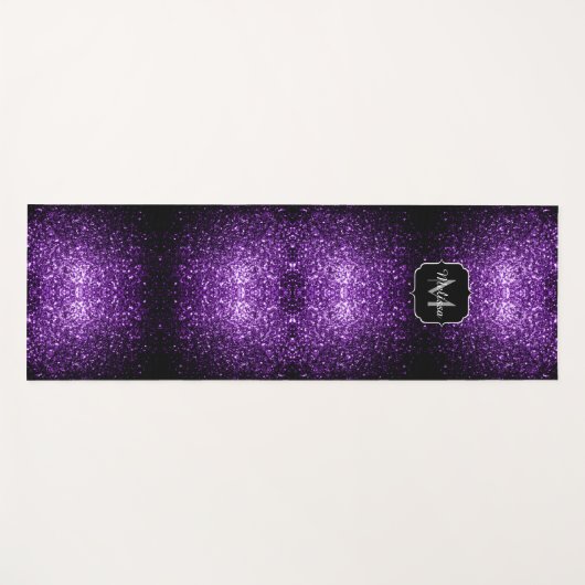 Dunkle Lila Imitate glänzen Glitzer Glitzern Monog Yogamatte (Vorderseite (Horizontal))