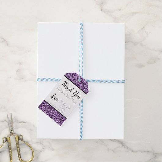 Dunkle Lila Imitate Glitzer Gefallen Geschenktaste Geschenkanhänger (Mit Garn)