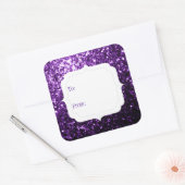 Dunkle Lila Imitate Glitzer Glitzern bis von Gesch Quadratischer Aufkleber (Umschlag)