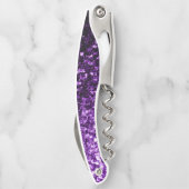 Dunkle lila Imitate Glitzer Glitzern Monogram Kellnermesser (Rückseite)