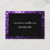 Dunkle Lila Imitate Glitzer Glitzern rahmen schwar Visitenkarte (Rückseite)