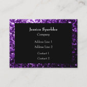 Dunkle Lila Imitate Glitzer Glitzern rahmen schwar Visitenkarte (Vorderseite)