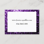 Dunkle Lila Imitate Glitzer Glitzern Rahmen Weiß Visitenkarte (Rückseite)