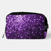 Dunkle lila Imitate Glitzer Glitzern Schwarze Mono Waschbeutel (Rückseite)