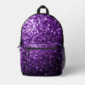 Dunkle lila Imitate Glitzer Glitzern und Schwarz Bedruckter Rucksack (Vorderseite)