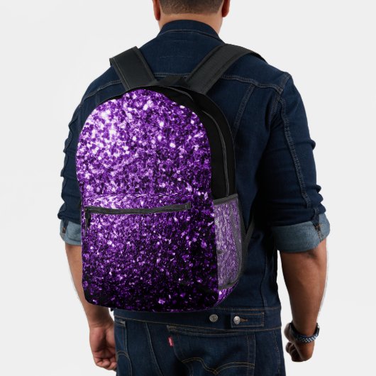 Dunkle lila Imitate Glitzer Glitzern und Schwarz Bedruckter Rucksack (Insitu (Modell))