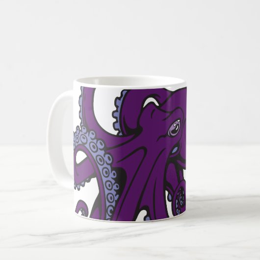 Dunkle lila Krake Kaffeetasse (Vorderseite Links)