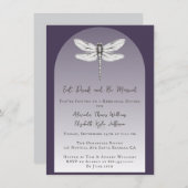 Dunkle Lila Libelle Hochzeit Probe Dinner Einladung (Vorne/Hinten)