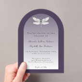 Dunkle Lila Libellenhochzeit Acryleinladungen (Insitu (Handheld))