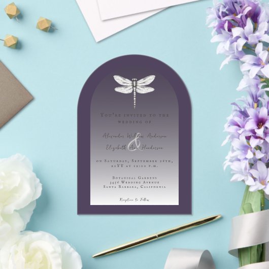 Dunkle Lila Libellenhochzeit Acryleinladungen (Insitu (Hochzeit))