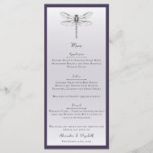 Dunkle Lila Libellenhochzeit Menükarte (Vorderseite)