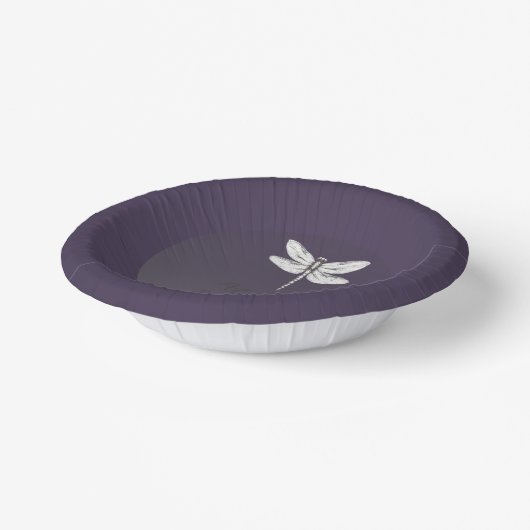Dunkle Lila Libellenhochzeit Pappteller (Gewinkelt)