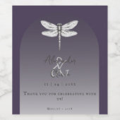 Dunkle Lila Libellenhochzeit Weinetikett (Einzelnes Label)