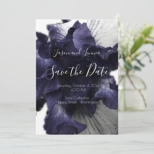 Dunkle Lila Minimalistische Radiant diaphanous Mod Save The Date (Stehend Vorderseite)