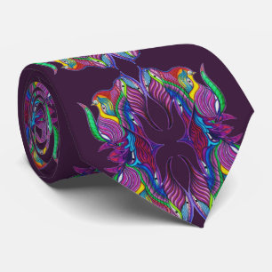 Dunkle lila moderne psychedelische Mandala-Muster Krawatte