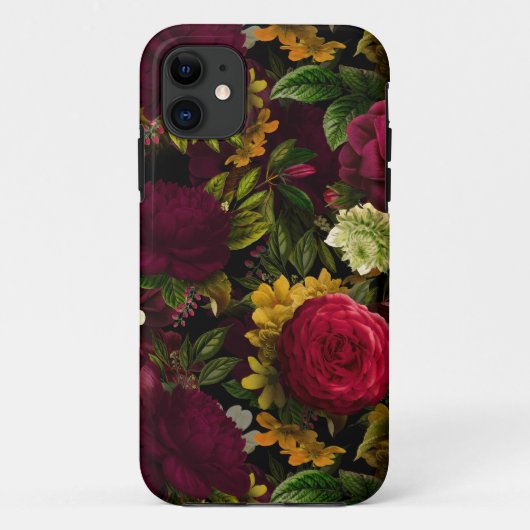 Dunkle Lila Moody Florals Antike Blume Schwarz Case-Mate iPhone Hülle (Rückseite)