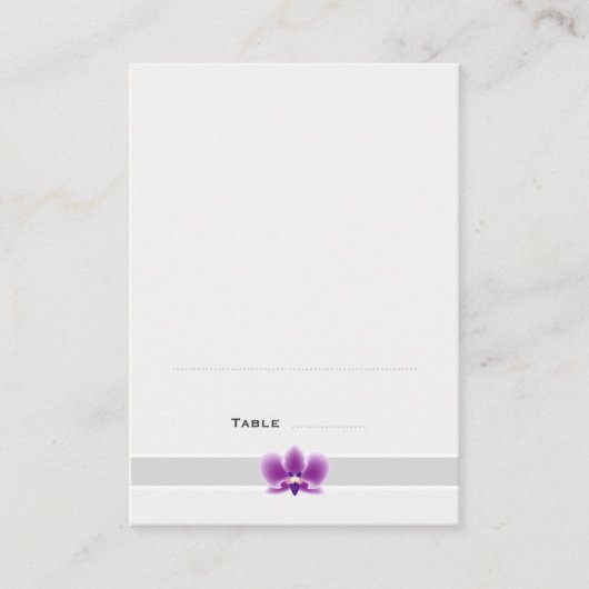 Dunkle Lila Orchideenfalte Platzkarten (Vorderseite)