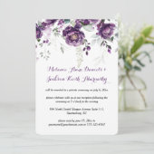 Dunkle Lila Peonies Empfang nur Hochzeit Einladung (Stehend Vorderseite)