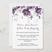 Dunkle Lila Peonies Empfang nur Hochzeit Einladung (Vorderseite)