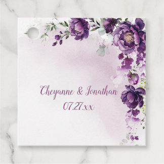 Dunkle Lila Peonies Grünen Hochzeit Geschenkanhänger