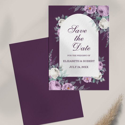 Dunkle Lila Peonies Save the Date Karte