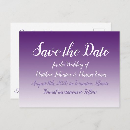 Dunkle Lila Personalisierte Save the Date Postkart Postkarte (Vorne/Hinten)