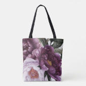 Dunkle Lila Pflaumenrosa Peonies Grüne | Tasche (Rückseite)