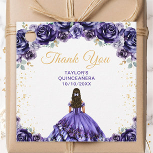 Dunkle Lila Prinzessin Quinceañera Dankeschön Geschenkanhänger