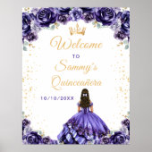 Dunkle Lila Prinzessin Quinceañera Willkommen Poster (Vorne)