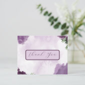 Dunkle Lila Rose Blumengotik Hochzeit Dankeskarte (Stehend Vorderseite)