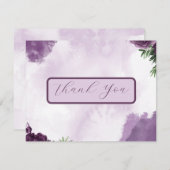 Dunkle Lila Rose Blumengotik Hochzeit Dankeskarte (Vorne/Hinten)