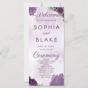 Dunkle Lila Rose Blumengotik Hochzeitsprogramm