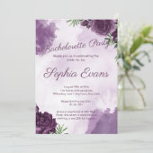 Dunkle Lila Rose Blumengotik Junggeselinnen-Abschi Einladung (Stehend Vorderseite)