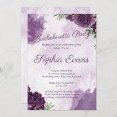 Dunkle Lila Rose Blumengotik Junggeselinnen-Abschi Einladung (Vorne/Hinten)