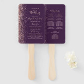 Dunkle Lila Rose Gold Glitzer Edge Wedding Program Fächer (Vorne und Hinten)