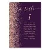 Dunkle Lila Rose Gold Glitzer Hochzeit Tischnummer (Vorderseite)