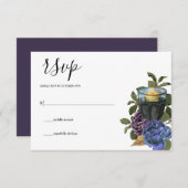 Dunkle Lila Rose gotisch RSVP Karte (Vorne/Hinten)