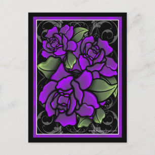 Dunkle Lila Rose Postkarte