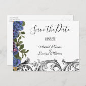 Dunkle Lila Rose Save the Date Ankündigungspostkarte (Vorne/Hinten)